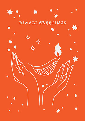 Diwali Greetings Orange Card