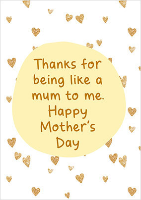 Like a Mum to me Gold Hearts Mother's Day Card