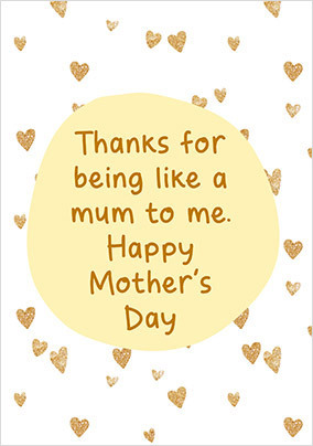 Like a Mum to me Gold Hearts Mother's Day Card
