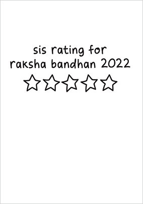 Sis Rating Rakhi Card