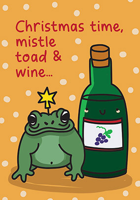 Mistle Toad and Wine Christmas Card