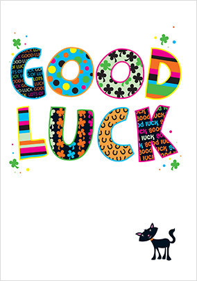 Black Cat Good Luck Card