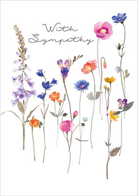 With Sympathy Traditional Flowers Card