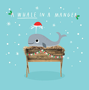 Whale in a Manger Christmas Card