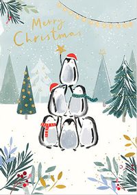 Penguin Christmas Tree Card