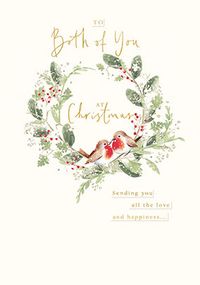 Both of You Robins Wreath Christmas Card