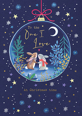 One I Love Bunnies Bauble Christmas Card