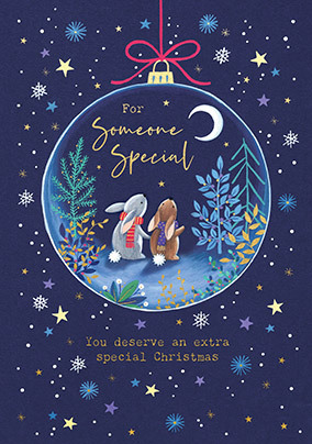 Someone Special Bunnies Bauble Christmas Card