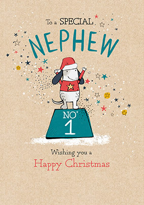 Nephew Cute Dog Christmas Card