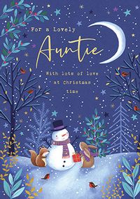 Auntie Snowman Forest Christmas Card