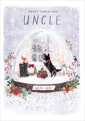 Uncle Snow Globe Dog Christmas Card
