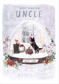 Uncle Snow Globe Dog Christmas Card