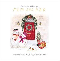 Mum and Dad Scenic Door Christmas Card