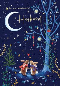 Tap to view Husband Bunnies Forest Christmas Card