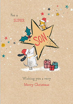 Super Son Cute Dog Christmas Card