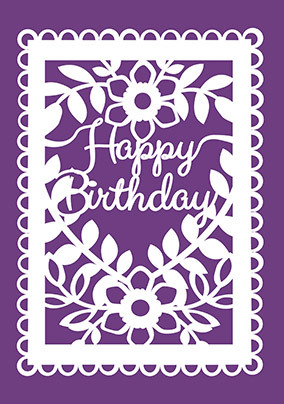 Happy Birthday Floral Lace Border Card