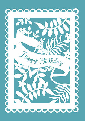 Happy Birthday Lace Floral Border Card