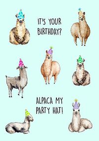 Tap to view Alpaca My Party Hat Birthday Card
