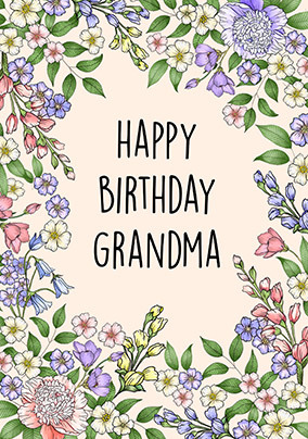 Floral Grandma Birthday Card