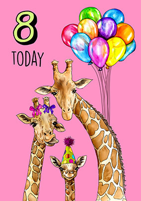 8 Today Giraffes Birthday Card