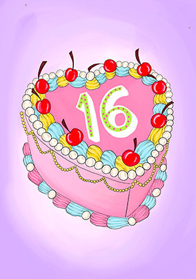 16th Birthday Cake Card