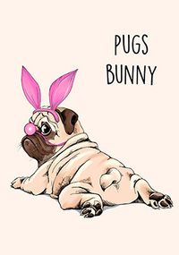 Pugs Bunny Birthday Card