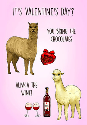 Alpaca the Wine Valentine's Day Card