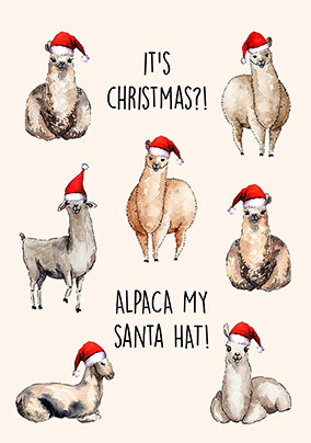 Alpaca My Santa Hat Christmas Card