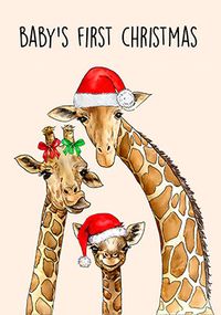 Baby's First Christmas Giraffes Card