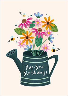 Hapy-bee Birthday Flowers Card