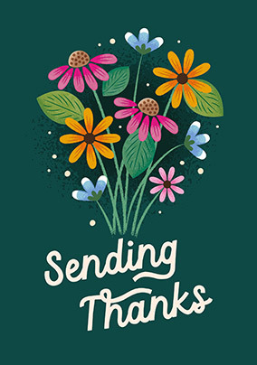 Sending Thanks Cute Flower Card