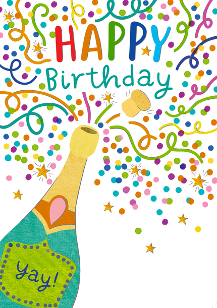 Champagne Confetti Birthday Card