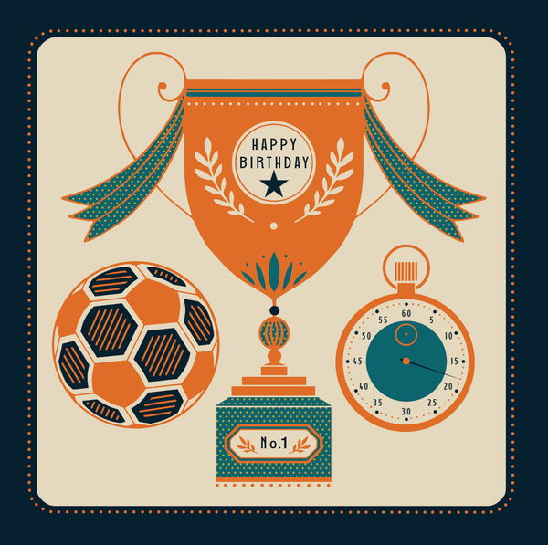 Happy Birthday Trophy Football Card