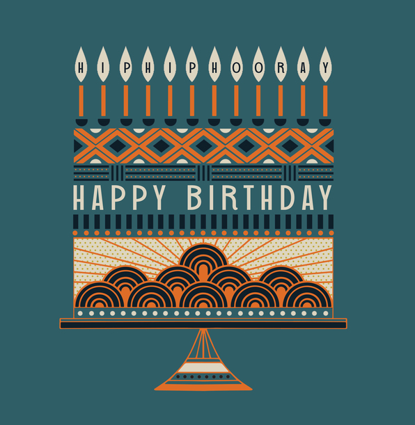 Happy Birthday Patterned Cake Card