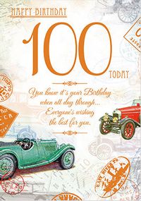 Classic Cars 100 Today Birthday Card