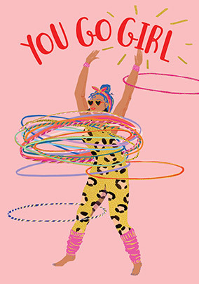 Hula Hoops Girl Birthday Card