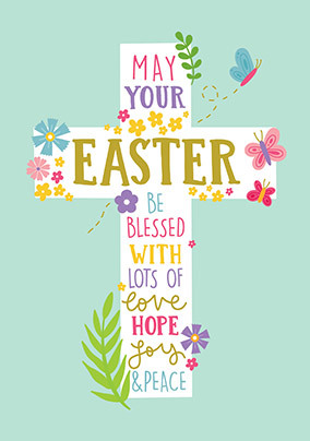 Hope joy Peace Cross Easter Card