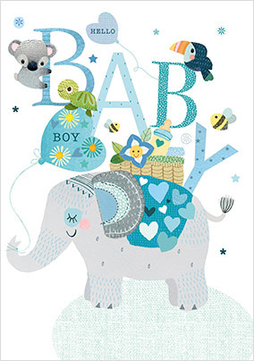 Baby Boy Elephant Card