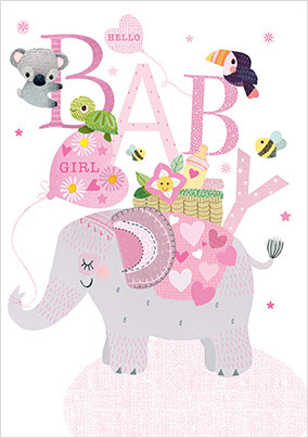 Baby Girl Elephant Card