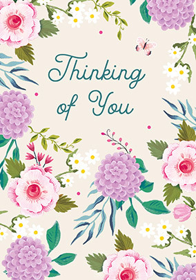 Floral Border Thinking of You Card