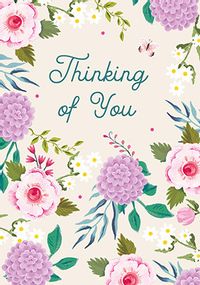 Floral Border Thinking of You Card