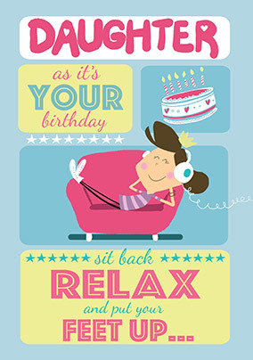 Daughter Feet Up Birthday Card