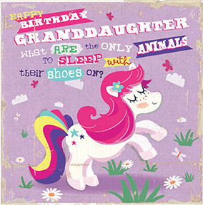 Granddaughter Unicorn Shoes, Birthday Card