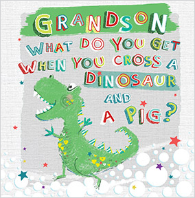 Grandson Dino Birthday Card