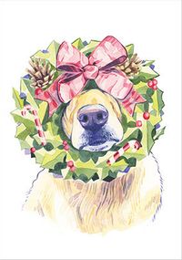 Tap to view Golden Retriever Wreath Christmas Card