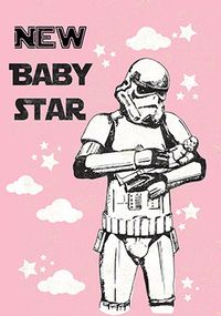 New Baby Star Pink Card