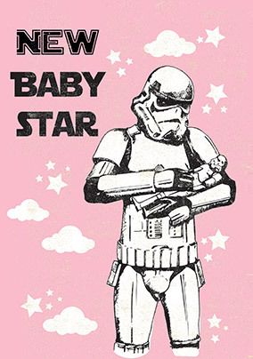 New Baby Star Pink Card