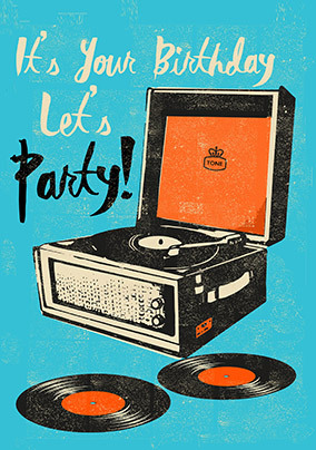 Birthday Record Player Card