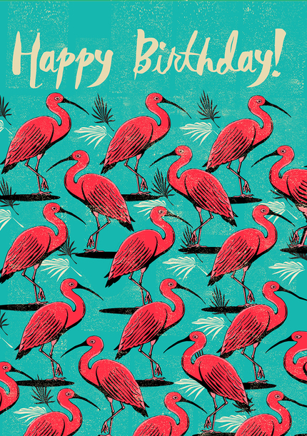 Happy Birthday Flamingos Card
