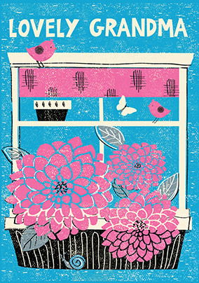 Lovely Grandma Floral Windowsill Birthday Card